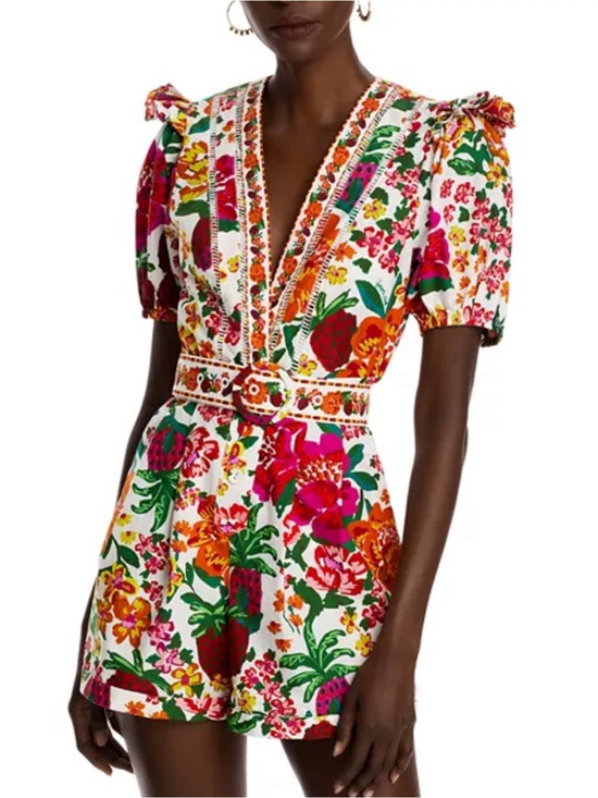 FARM Rio Other - NWT FARM Rio Flowerful Sleeve Floral Romper Off White XXS